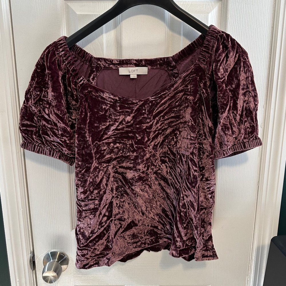 LOFT Ruched Velvet Top